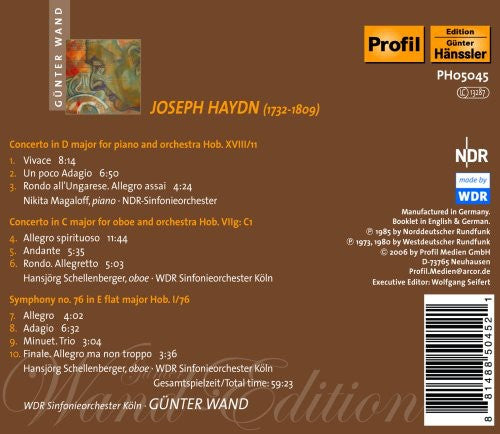 Haydn/ Magaloff/ Schellenberger/ Wand - Wand-Edition: Concerto for Piano Oboe & Orchestra