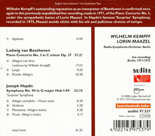Beethoven/ Haydn/ Kempff - Piano Concerto No. 3