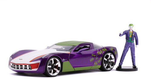 DC - 1:24 2009 Chevy Corvette Stingray Die-Cast Car & Joker Figure