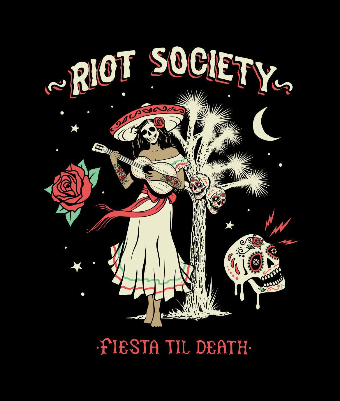 Riot Society Fiesta Til Death Skull T-Shirt