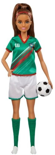 Barbie I Can Be Soccer Player, Brunette, Green & Red Uniform