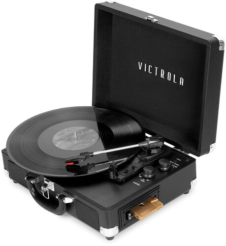 Victrola Vinyl Suitcase Record Player with Cassette (Black)