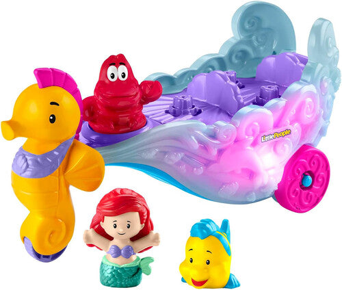 Little People Disney Princess The Little Mermaid Ariel's Light-Up Sea Carriage, with Ariel & Flounder