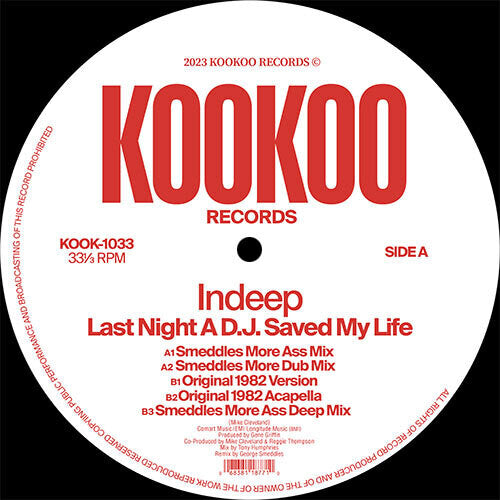 Indeep - Last Night A D.J. Saved My Life (4 Mixes) Color Vinyl 160gm