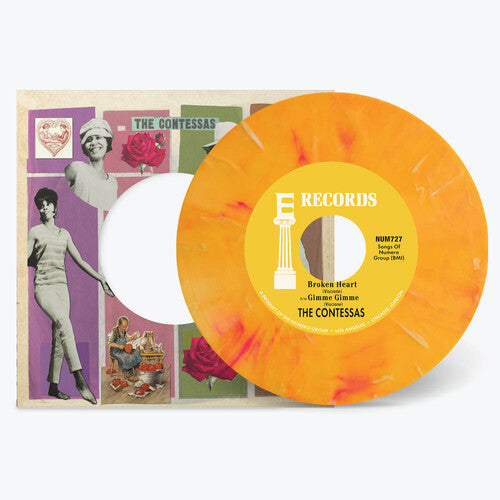 Contessas - Broken Heart B/w Gimme Gimme - Peach/white Marble