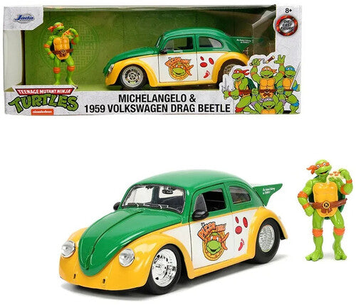 Teenage Mutant Ninja Turtles - 1:24 VW Drag Beetle & Michelangelo Figure (TMNT)