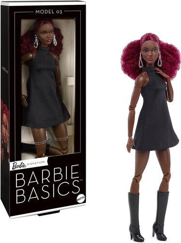Barbie Basics Collectible Doll, Model 03 With Red Curly Hair, Black Dress & Boots