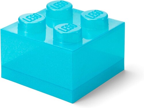 LEGO Stackable Storage Brick with 4 Knobs, Light Blue with a Glitter Top Lid