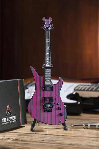 Purple & Green Stripes 10 Inch Miniature Guitar Replica Collectible