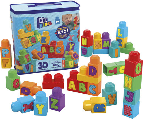 MEGA BLOKS ABC Building Bag, 30 Piece Toddler Buiding Toy Set