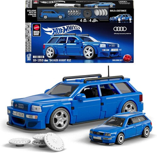 Mattel Brick Shop Hot Wheels '94 Audi Avant RS2 Building Toy Set with Collectible Die-Cast Car