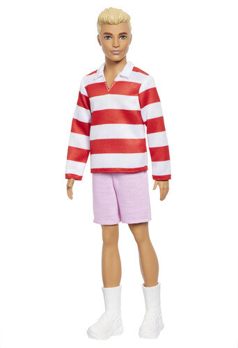 Barbie Fashionistas Ken Doll #241 in Red Striped Top And Pink Shorts With White Sneakers, Blonde