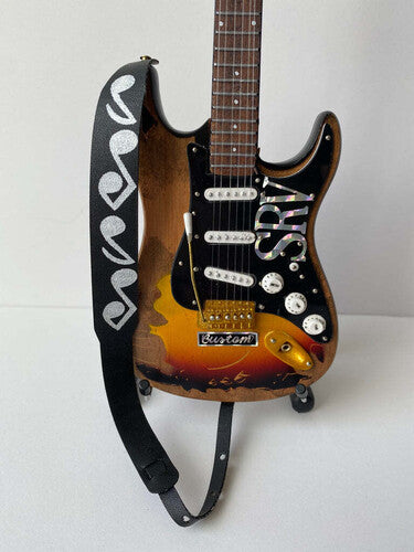 Stevie Ray Vaughan SRV Musical Note Black 10 Inch Miniature Guitar Strap