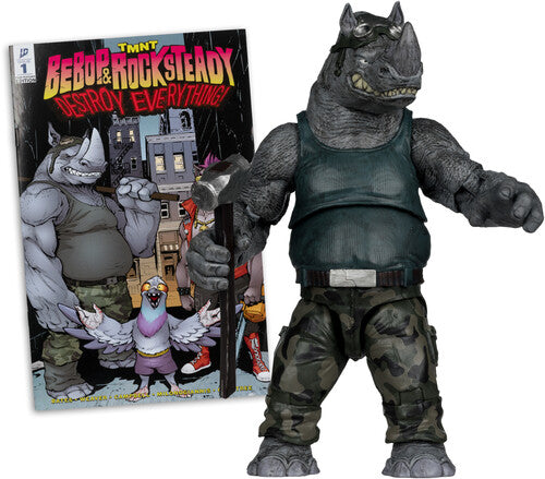 McFarlane Toys - Teenage Mutant Ninja Turtles - Page Punchers -- Rocksteady 5" Action Figure with Comic (TMNT)