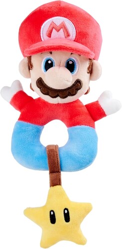 Super Mario - Baby Activity Grabber 6" Plush with Rattle for Infants & Newborns