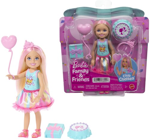Barbie Club Chelsea Birthday-Themed Small Doll with Party Accessories, Blonde