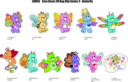 Care Bears Series3 3D Foam Bag Clip 24pc Blind Bag PDQ