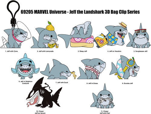 Jeff the Land Shark 3D Foam Bag Clip 24pc Blind Bag PDQ
