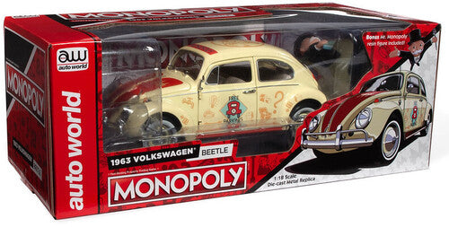 Auto World 1963 Volkswagen Beetle Monopoly Free Parking - Yellow 1/18 Scale Diecast