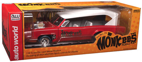 Auto World The Monkees Monkeemobile - Red body w/Flat White Roof 1/18 Scale Diecast