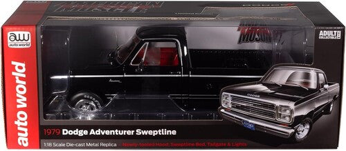 American Muscle 1979 Dodge SWB Sweptline Pickup Adventurer - Black 1/18 Scale Diecast