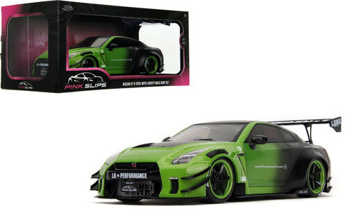 Pink Slips - 1:18 Nissan GT-R R35 Liberty Walk Diecast Car (Green/Black)