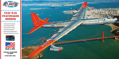 B-36 Peacemaker Bomber United States Air Force (USAF) with Swivel Stand 1:184 Scale Model Kit