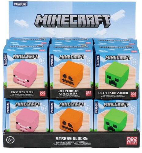 Minecraft Stress Blocks Assortment 12-Piece PDQ Countertop Display