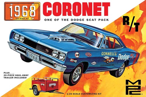 MPC 1968 Dodge Coronet Hardtop w/Trailer 1/25 Scale Model Kit