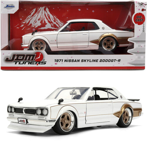 JDM Tuners - 1:24 1971 Nissan Skyline 2000 GT-R Die-Cast Car (White:Gold)