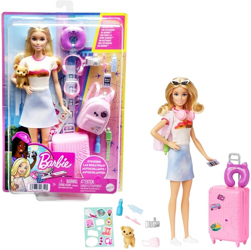 Barbie Travel Malibu Barbie, with Puppy & Accessories