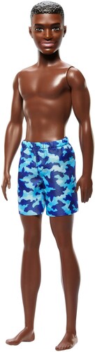 Barbie Beach Ken Doll with Dark Brown Hair & Blue Swimsuit