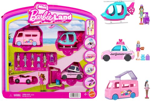 Barbie Mini Barbie Land 4-Pack Doll & Vehicle Set