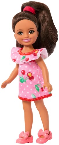 Barbie Club Chelsea Lula Small Doll in Removable Cherry-Print Dress, Brunette