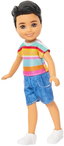 Barbie Club Chelsea Koji Boy Small Doll in Removable Striped Shirt, Shorts & Shoes, Brunette