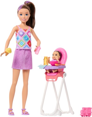 Barbie Skipper Babysitters Inc. Playset with 2 Dolls & High Chair, Brunette