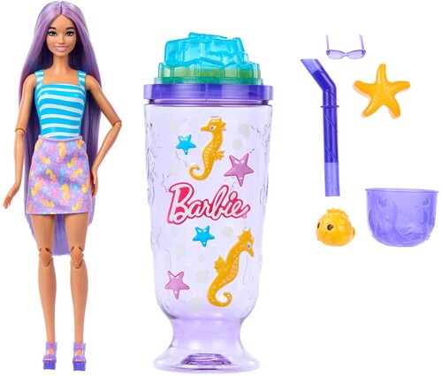 Barbie Pop Reveal Sea Slushy Series Seahorse Doll, Pet & Accessories (One Random Barbie Pop! Reveal per Transaction)