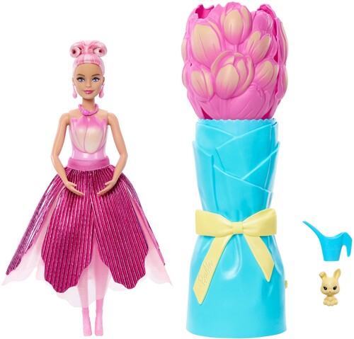 Barbie Petal Pop Doll & Bunny, Pink