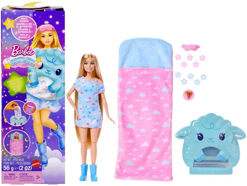 Barbie Party Unboxed Sleepover Reveal Series Blue Pajama Doll & Accessories (One Random Barbie Sleepover Reveal per Transaction)