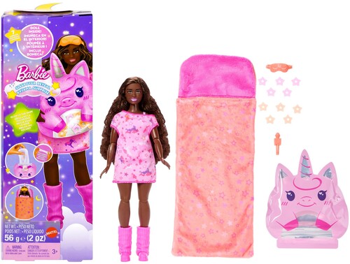 Barbie Party Unboxed Sleepover Reveal Series Pink Pajama Doll & Accessories (One Random Barbie Sleepover Reveal per Transaction)