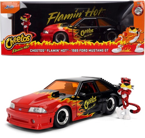 Flamin’ Hot Cheetos - Hollywood Rides - 1:24 1989 Ford Mustang Die-Cast Car & Chester Cheetah Figure