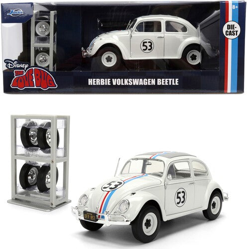 Disney - Hollywood Rides - 1:24 Herbie the Love Bug Volkswagen Beetle Die-Cast Car with Rack
