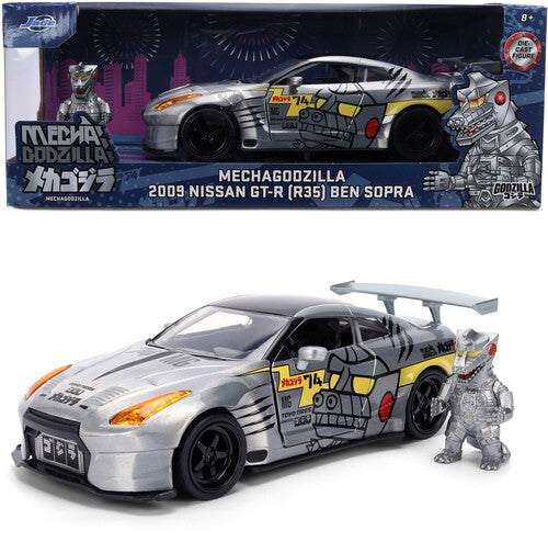 Godzilla - Hollywood Rides - 1:24 2009 Nissan GT-R R35 Ben Sopra Die-Cast Car & Mechagodzilla Figure