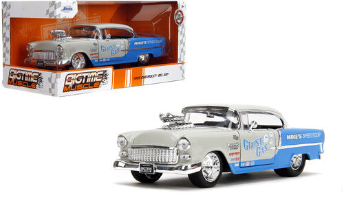 Big Time Muscle - 1:24 1955 Chevy Bel Air Grey:Gloss Blue Die-Cast Car