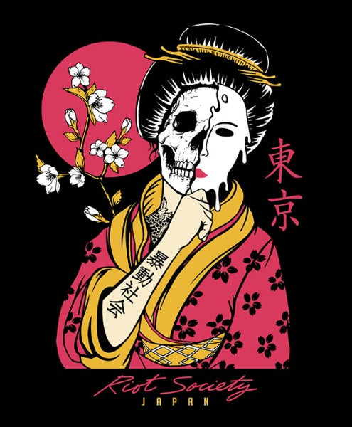 Riot Society - Geisha Skull Face Drip T-Shirt