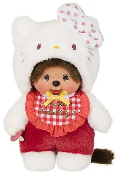 Sanrio Hello Kitty x Monchhichi Gingham Checker Monchhichi in Hello Kitty Costume 7-Inch Plush