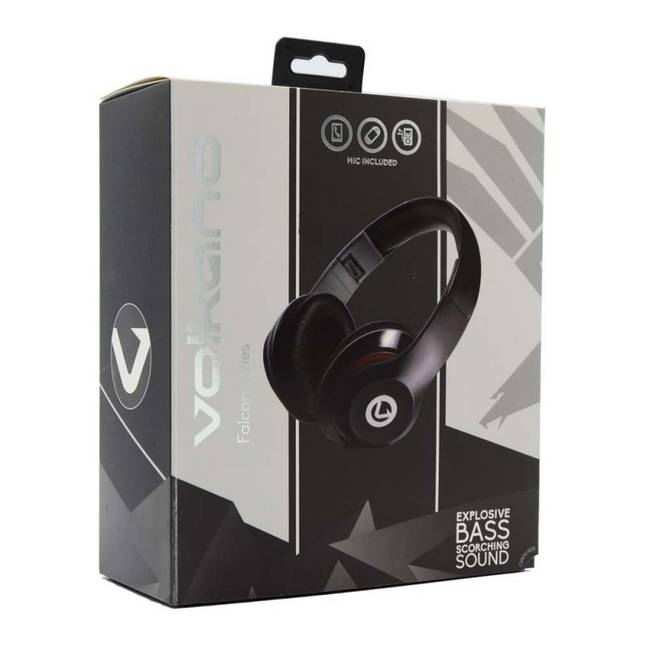 Volkano Falcon Series Aux Headphones with Mic - Black