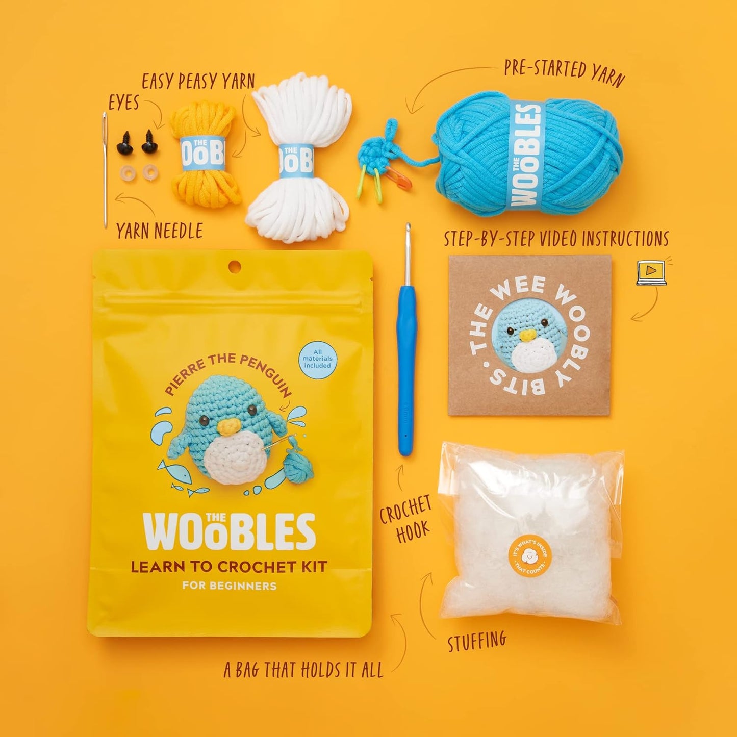 Woobles Beginners Crochet Kit - Pierre the Penguin