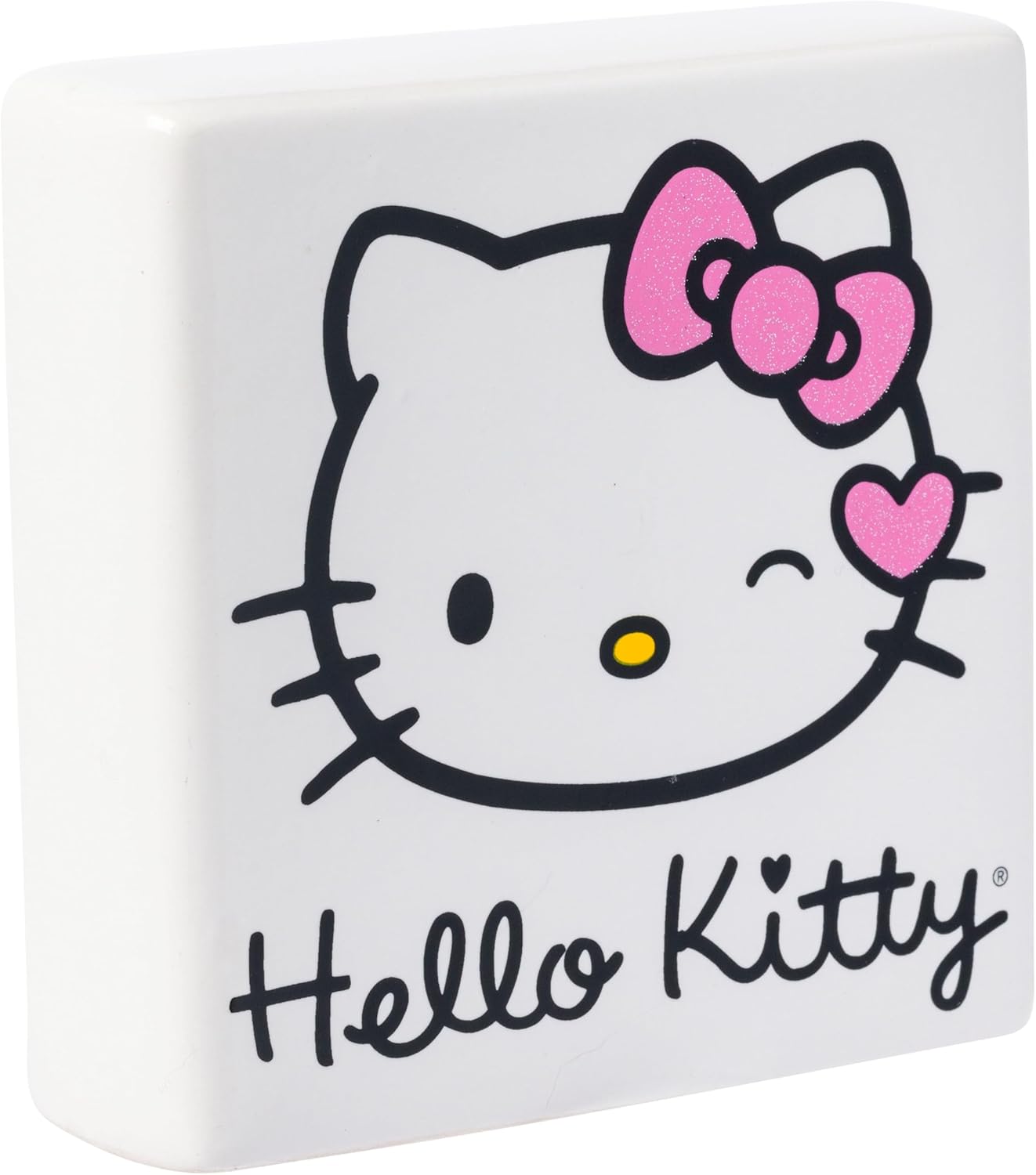 Hello Kitty Wink Glitter 5” x 5” Ceramic Box Sign
