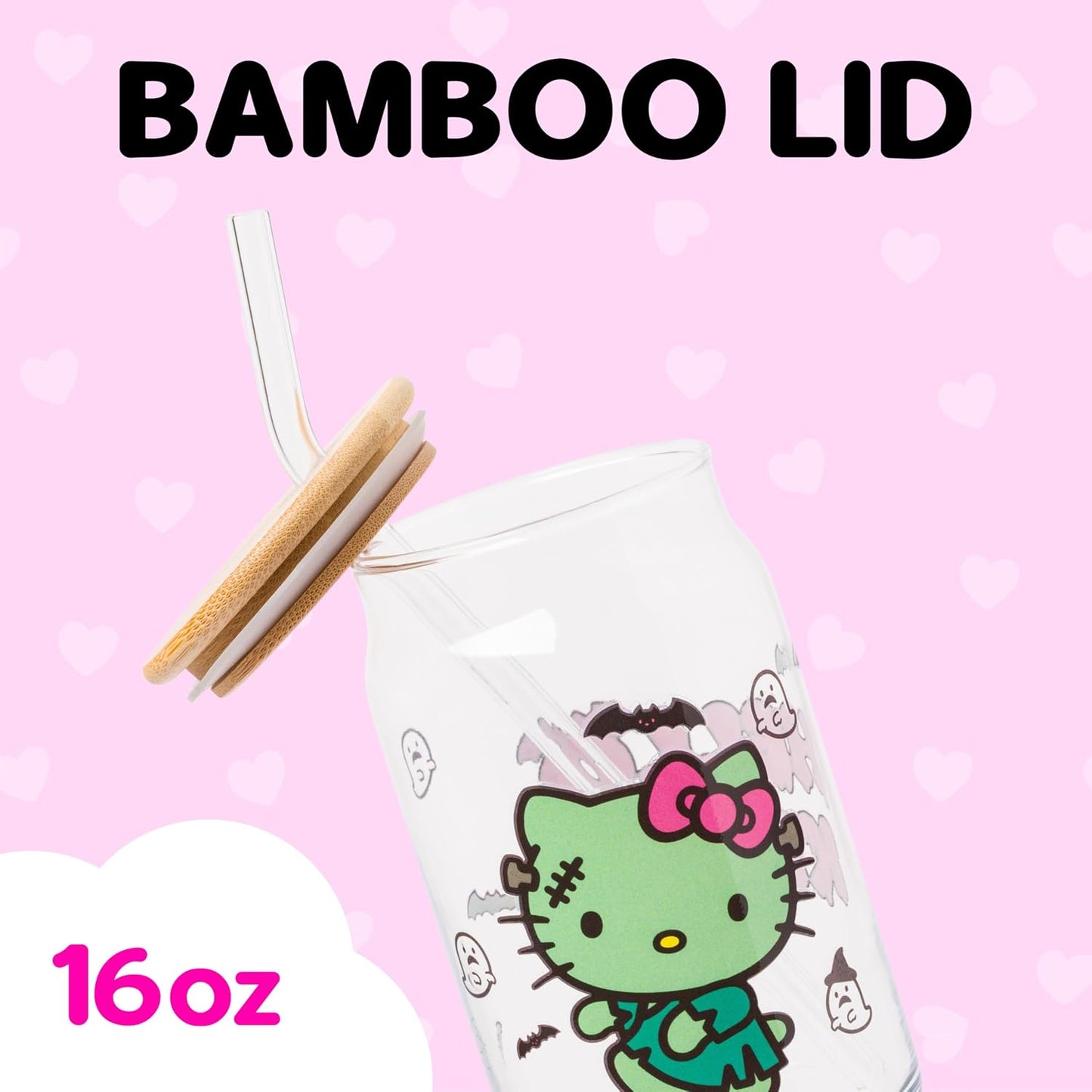 Hello Kitty Halloween Spooky Frankenstein Glass Tumbler, 16oz